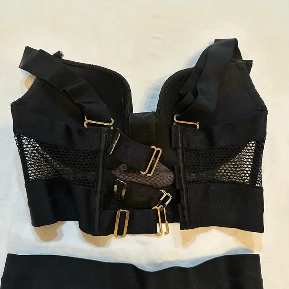 HONEY BIRDETTE Bowie black mesh longline strappy bra - 32DD - Picture 6 of 8